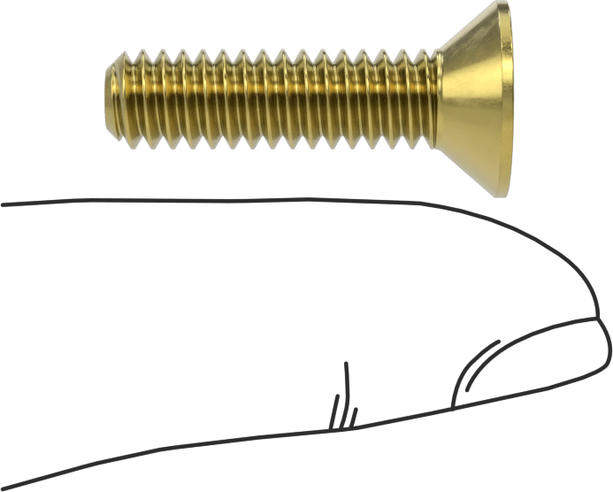 Pirinç Altıgen Soketli Düz Başlı Vida, 1/4"-20 Diş Boyutu, 1" Uzunluk