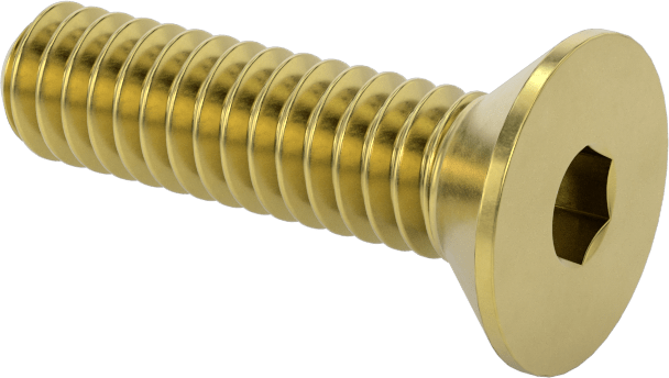 Pirinç Altıgen Soketli Düz Başlı Vida, 1/4"-20 Diş Boyutu, 1" Uzunluk