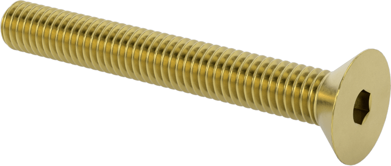 Pirinç Altıgen Soketli Düz Başlı Vida, 3/8"-16 Diş Boyutu, 3" Uzunluk
