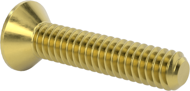 Pirinç Altıgen Soketli Düz Başlı Vida, 1/4"-20 Diş Boyutu, 1-1/4" Uzunluk