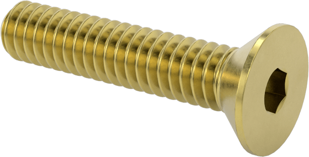 Pirinç Altıgen Soketli Düz Başlı Vida, 1/4"-20 Diş Boyutu, 1-1/4" Uzunluk