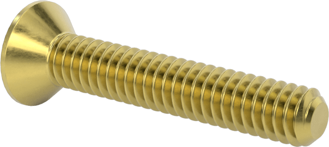 Pirinç Altıgen Soketli Düz Başlı Vida, 1/4"-20 Diş Boyutu, 1-1/2" Uzunluk