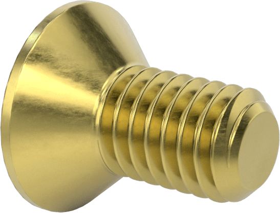 Pirinç Altıgen Soketli Düz Başlı Vida, 3/8"-16 Diş Boyutu, 3/4" Uzunluk