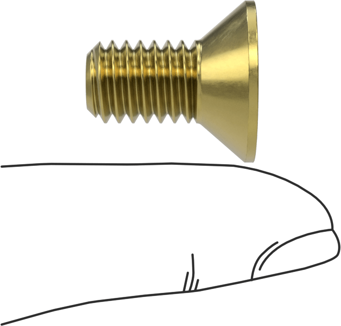 Pirinç Altıgen Soketli Düz Başlı Vida, 3/8"-16 Diş Boyutu, 3/4" Uzunluk