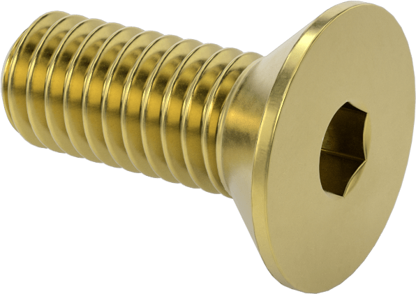 Pirinç Altıgen Soketli Düz Başlı Vida, 3/8"-16 Diş Boyutu, 1" Uzunluk