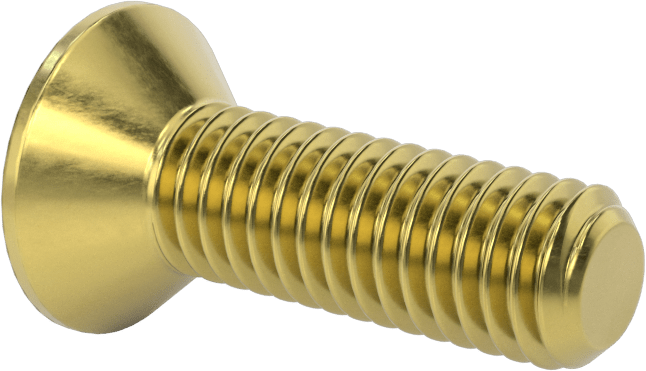 Pirinç Altıgen Soketli Düz Başlı Vida, 3/8"-16 Diş Boyutu, 1-1/4" Uzunluk
