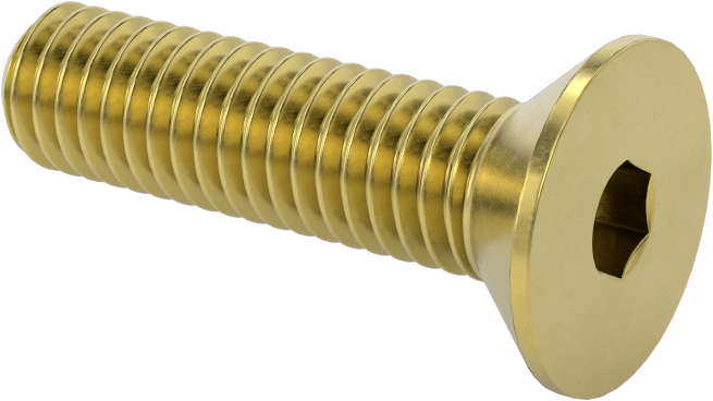 Pirinç Altıgen Soketli Düz Başlı Vida, 3/8"-16 Diş Boyutu, 1-1/2" Uzunluk