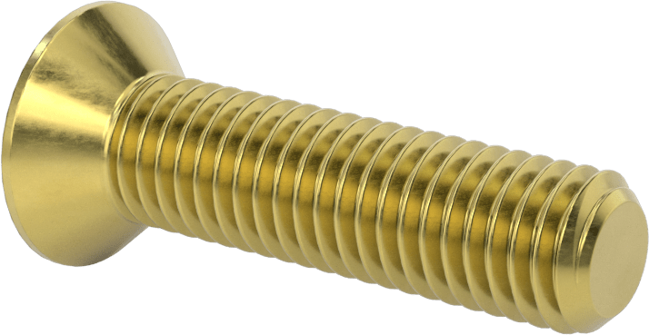 Pirinç Altıgen Soketli Düz Başlı Vida, 1/2"-13 Diş Boyutu, 2" Uzunluk