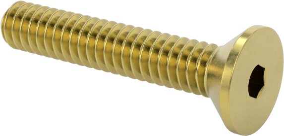 Pirinç Altıgen Soketli Düz Başlı Vida, 2-56 Diş Boyutu, 1/2" Uzunluk