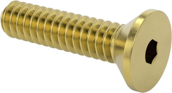 Pirinç Altıgen Soketli Düz Başlı Vida, 4-40 Diş Boyutu, 1/2" Uzunluk