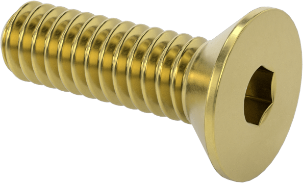 Pirinç Altıgen Soketli Düz Başlı Vida, 1/4"-20 Diş Boyutu, 7/8" Uzunluk