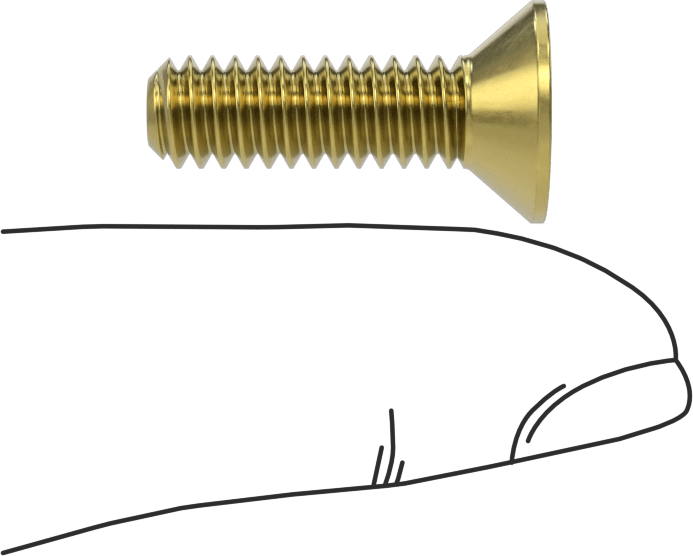 Pirinç Altıgen Soketli Düz Başlı Vida, 1/4"-20 Diş Boyutu, 7/8" Uzunluk