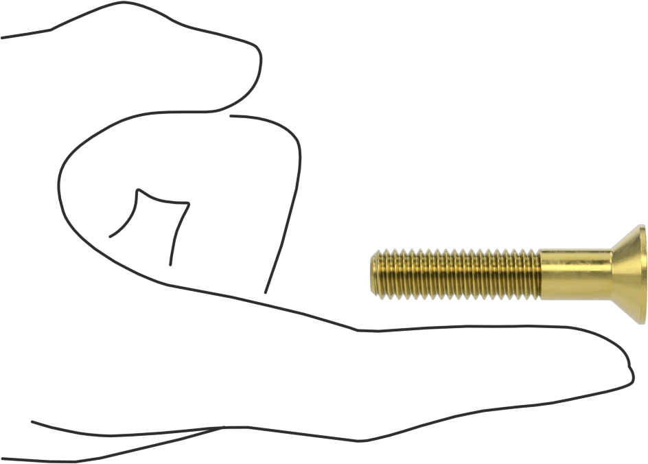 Pirinç Altıgen Soketli Düz Başlı Vida, 3/8"-16 Diş Boyutu, 2" Uzunluk