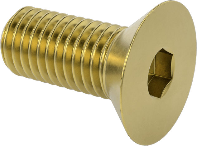 Pirinç Altıgen Soketli Düz Başlı Vida, 5/8"-11 Diş Boyutu, 1-1/2" Uzunluk