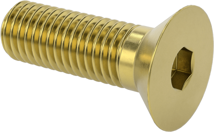 Pirinç Altıgen Soketli Düz Başlı Vida, 5/8"-11 Diş Boyutu, 2" Uzunluk