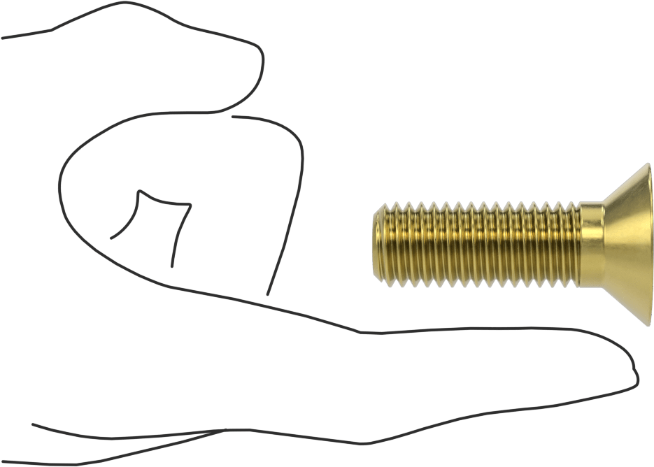Pirinç Altıgen Soketli Düz Başlı Vida, 5/8"-11 Diş Boyutu, 2" Uzunluk