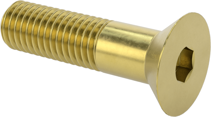 Pirinç Altıgen Soketli Düz Başlı Vida, 5/8"-11 Diş Boyutu, 2-1/2" Uzunluk