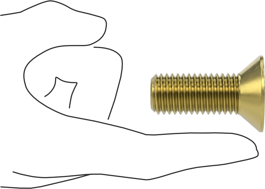 Pirinç Altıgen Soketli Düz Başlı Vida, 3/4"-10 Diş Boyutu, 2" Uzunluk