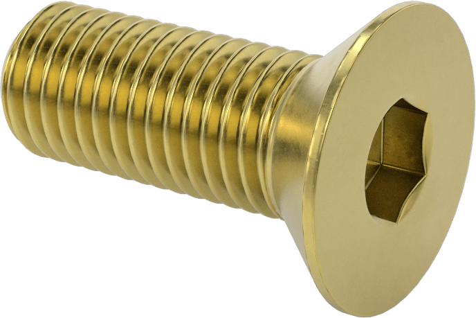 Pirinç Altıgen Soketli Düz Başlı Vida, 3/4"-10 Diş Boyutu, 2" Uzunluk