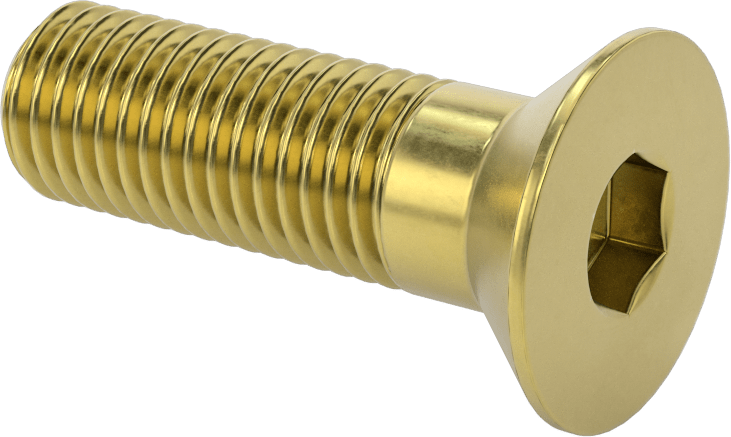 Pirinç Altıgen Soketli Düz Başlı Vida, 3/4"-10 Diş Boyutu, 2-1/2" Uzunluk