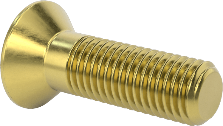 Pirinç Altıgen Soketli Düz Başlı Vida, 3/4"-10 Diş Boyutu, 2-1/2" Uzunluk