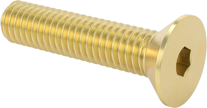 Pirinç Altıgen Soketli Düz Başlı Vida, 3/8"-16 Diş Boyutu, 1-3/4" Uzunluk