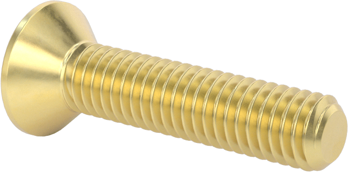 Pirinç Altıgen Soketli Düz Başlı Vida, 3/8"-16 Diş Boyutu, 1-3/4" Uzunluk
