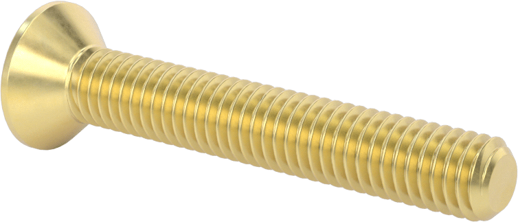 Pirinç Altıgen Soketli Düz Başlı Vida, 3/8"-16 Diş Boyutu, 2-1/2" Uzunluk