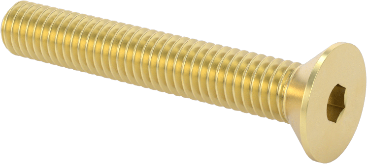 Pirinç Altıgen Soketli Düz Başlı Vida, 3/8"-16 Diş Boyutu, 2-1/2" Uzunluk