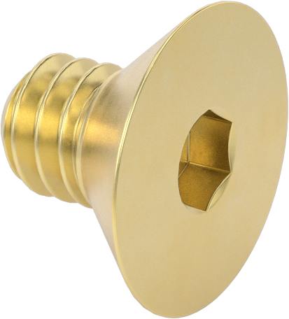Pirinç Altıgen Soketli Düz Başlı Vida, 1/4"-20 Diş Boyutu, 3/8" Uzunluk