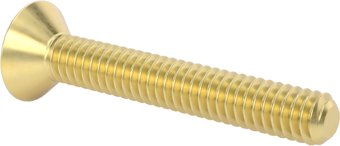 Pirinç Altıgen Soketli Düz Başlı Vida, 1/4"-20 Diş Boyutu, 1-3/4" Uzunluk
