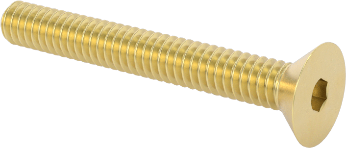 Pirinç Altıgen Soketli Düz Başlı Vida, 1/4"-20 Diş Boyutu, 2" Uzunluk
