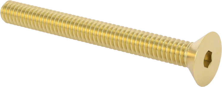 Pirinç Altıgen Soketli Düz Başlı Vida, 1/4"-20 Diş Boyutu, 2-1/2" Uzunluk
