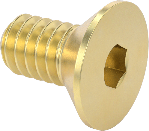 Pirinç Altıgen Soketli Düz Başlı Vida, 1/4"-20 Diş Boyutu, 1/2" Uzunluk