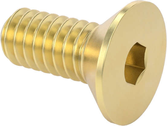 Pirinç Altıgen Soketli Düz Başlı Vida, 1/4"-20 Diş Boyutu, 5/8" Uzunluk