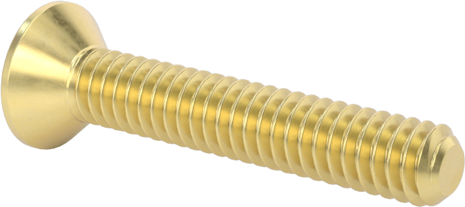 Pirinç Altıgen Soketli Düz Başlı Vida, 1/4"-20 Diş Boyutu, 1-1/2" Uzunluk