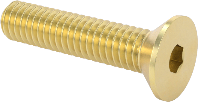 Pirinç Altıgen Soketli Düz Başlı Vida, 5/16"-18 Diş Boyutu, 1-1/2" Uzunluk