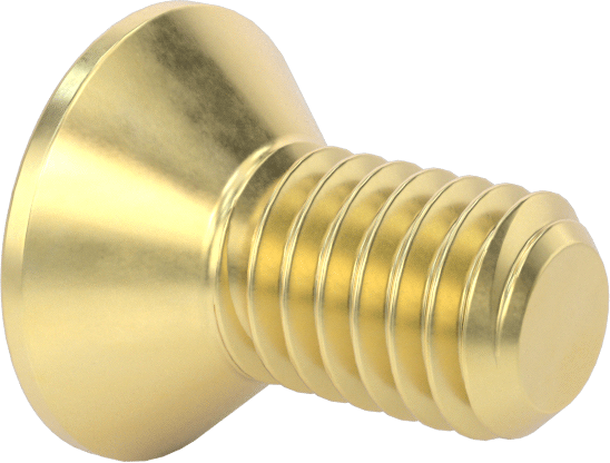 Pirinç Altıgen Soketli Düz Başlı Vida, 3/8"-16 Diş Boyutu, 3/4" Uzunluk