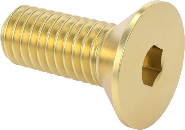 Pirinç Altıgen Soketli Düz Başlı Vida, 3/8"-16 Diş Boyutu, 1" Uzunluk