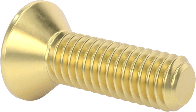 Pirinç Altıgen Soketli Düz Başlı Vida, 3/8"-16 Diş Boyutu, 1-1/4" Uzunluk