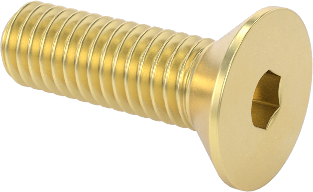 Pirinç Altıgen Soketli Düz Başlı Vida, 3/8"-16 Diş Boyutu, 1-1/4" Uzunluk