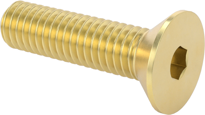 Pirinç Altıgen Soketli Düz Başlı Vida, 3/8"-16 Diş Boyutu, 1-1/2" Uzunluk