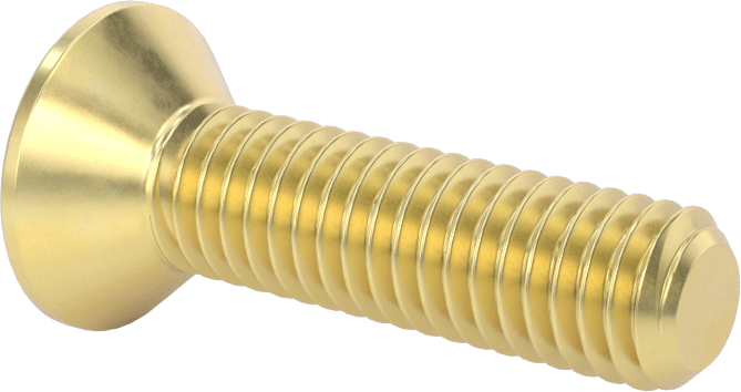 Pirinç Altıgen Soketli Düz Başlı Vida, 3/8"-16 Diş Boyutu, 1-1/2" Uzunluk