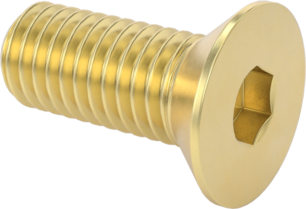 Pirinç Altıgen Soketli Düz Başlı Vida, 1/2"-13 Diş Boyutu, 1-1/4" Uzunluk