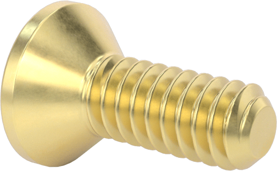 Pirinç Altıgen Soketli Düz Başlı Vida, 2-56 Diş Boyutu, 1/4" Uzunluk
