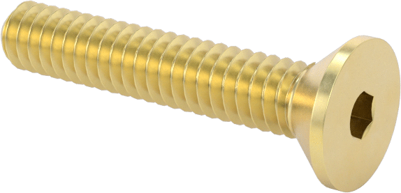 Pirinç Altıgen Soketli Düz Başlı Vida, 2-56 Diş Boyutu, 1/2" Uzunluk
