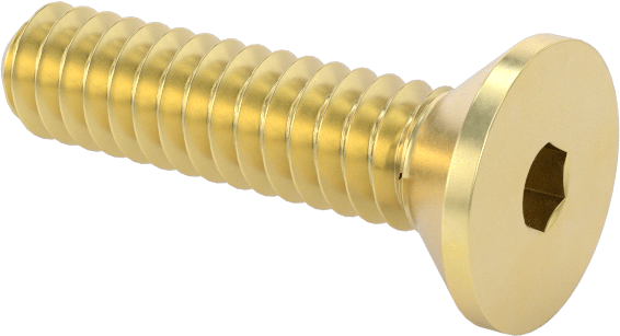 Pirinç Altıgen Soketli Düz Başlı Vida, 4-40 Diş Boyutu, 1/2" Uzunluk