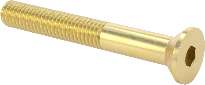 Pirinç Altıgen Soketli Düz Başlı Vida, 10-32 Diş Boyutu, 1-1/2" Uzunluk