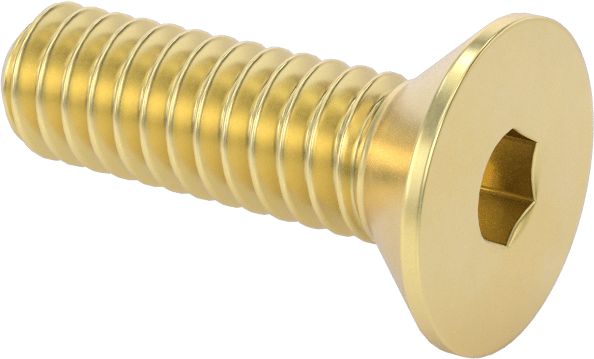 Pirinç Altıgen Soketli Düz Başlı Vida, 1/4"-20 Diş Boyutu, 7/8" Uzunluk