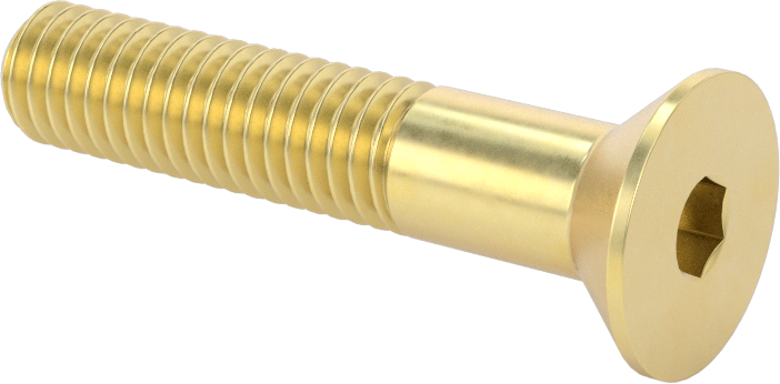 Pirinç Altıgen Soketli Düz Başlı Vida, 3/8"-16 Diş Boyutu, 2" Uzunluk